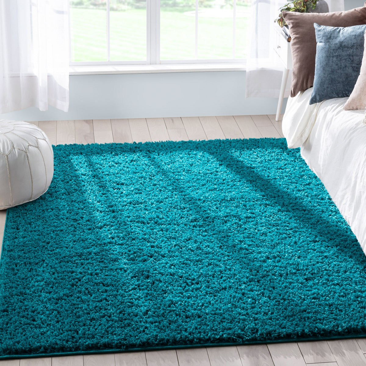 Shag teal clearance rug