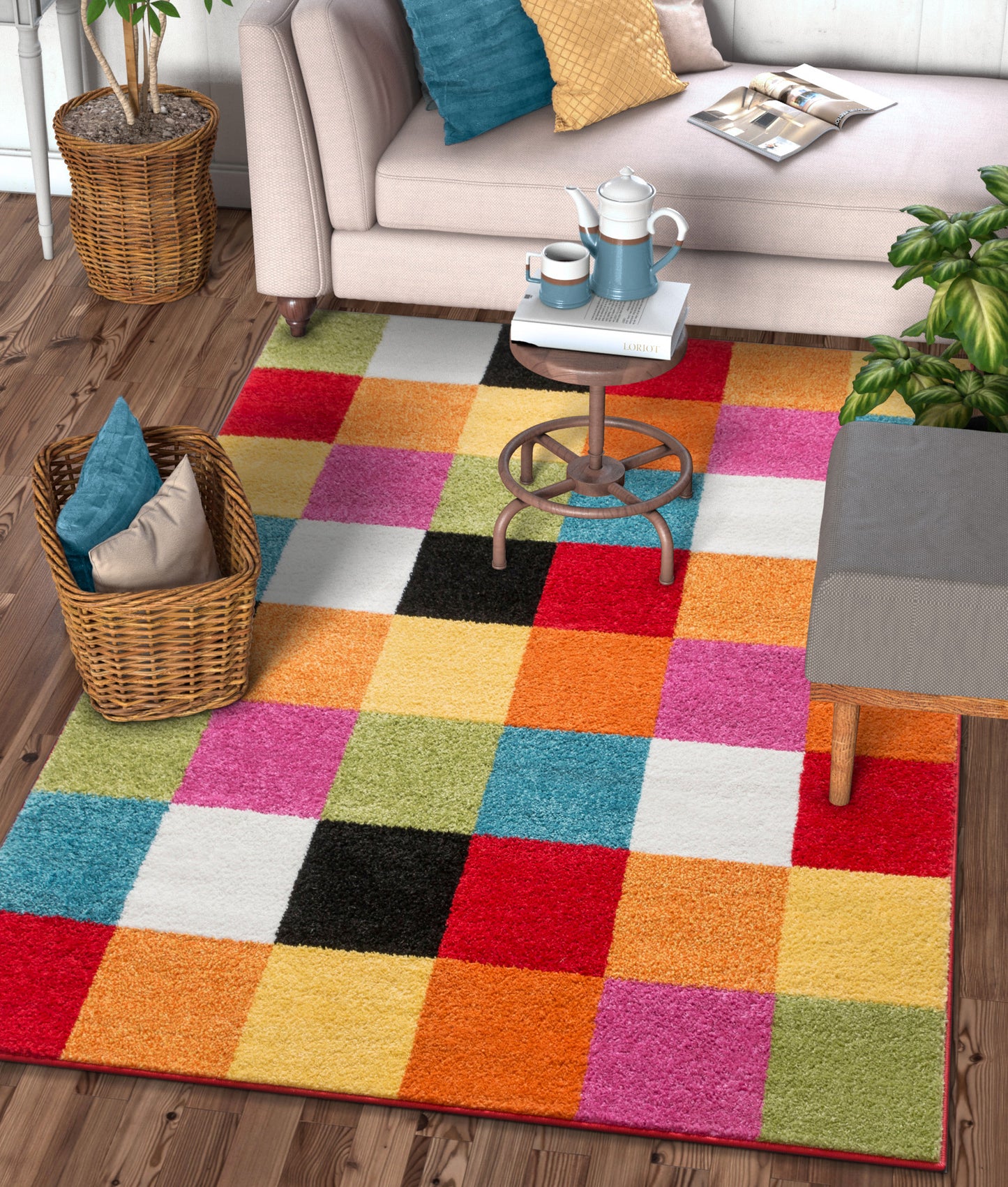 Starbright Bright Square Multi Kids Rug 0953