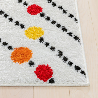 Starbright Dandy Dots And Stripes White Kids Rug 0966