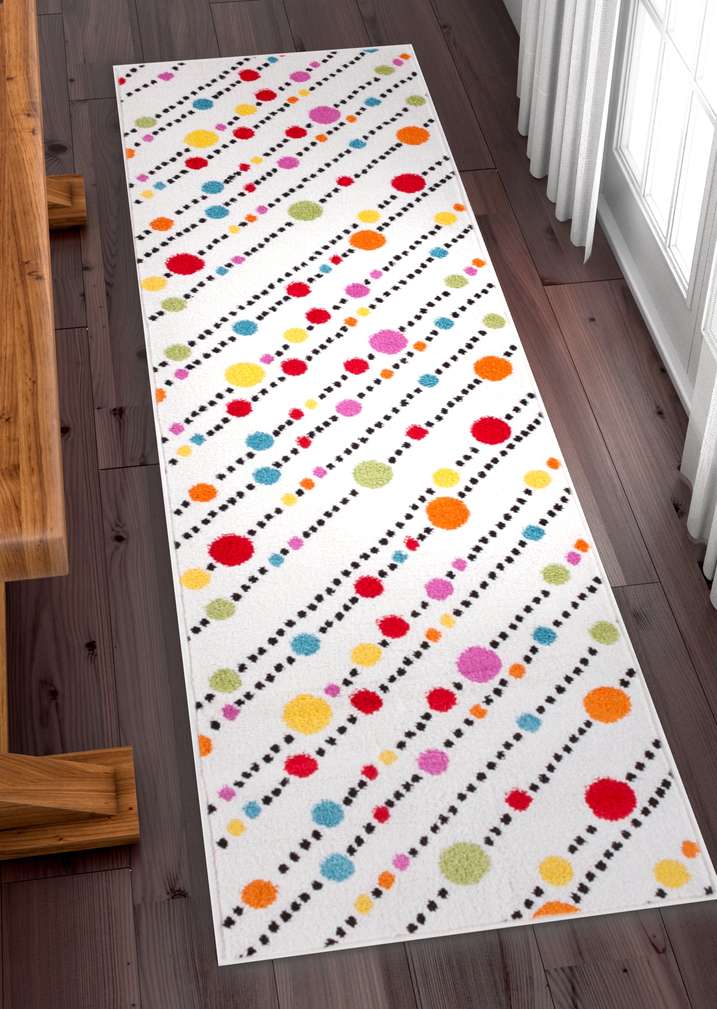 Starbright Dandy Dots And Stripes White Kids Rug 0966