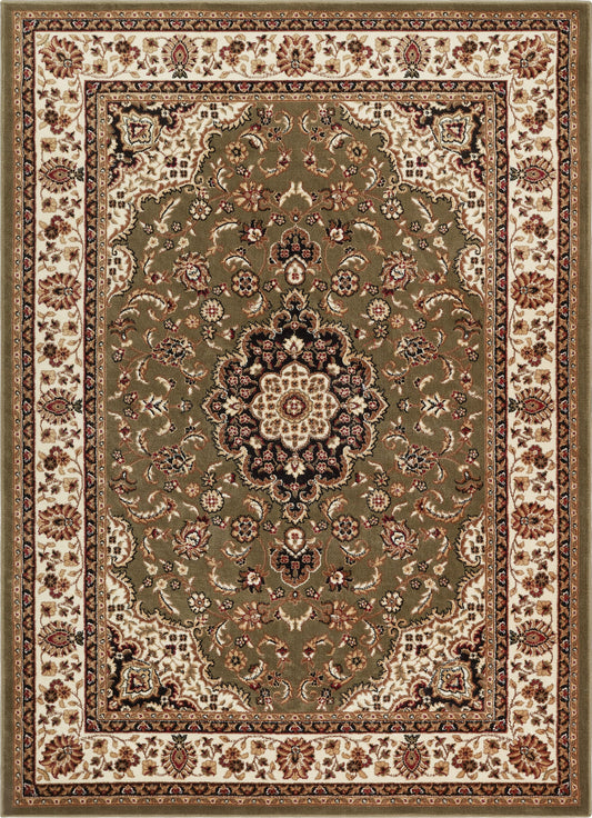 Medallion Kashan Traditional Green 31" Square Area Rug