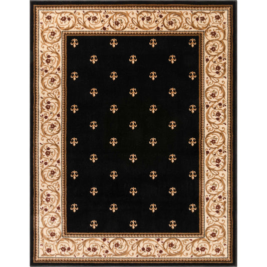 Barclay Fleur De Lis Black Rug 55003