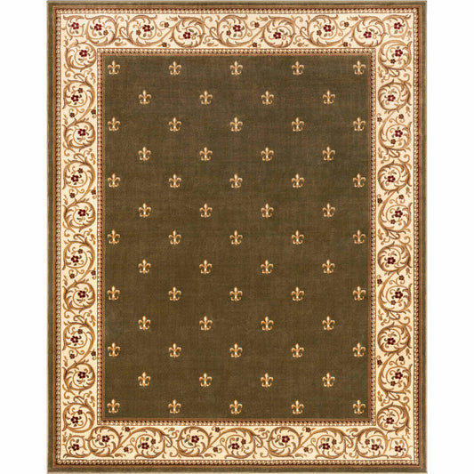 Barclay Fleur De Lis Green Rug 55005