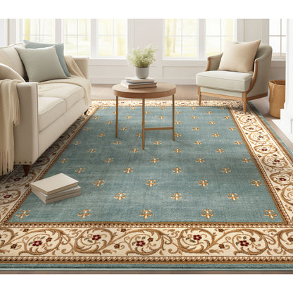 Barclay Fleur De Lis Light Blue Rug 55006