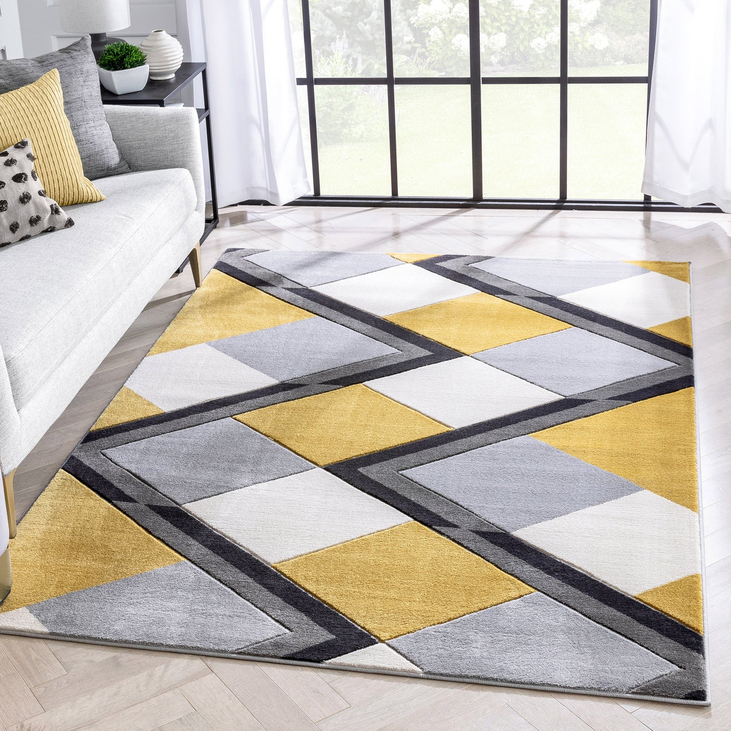 Nora Gold Modern Geometric Stripes 3D Textured Rug GV-81