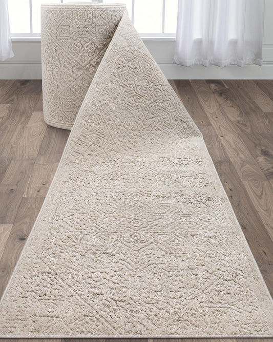 Harlow Cloud Medallion Ivory Roll Runner HAR-72