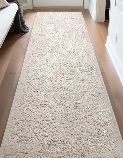 Harlow Cloud Medallion Ivory Roll Runner HAR-72