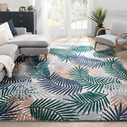 Sonoran Abstract Leaves Pattern Green High-Low Rug LEO-45