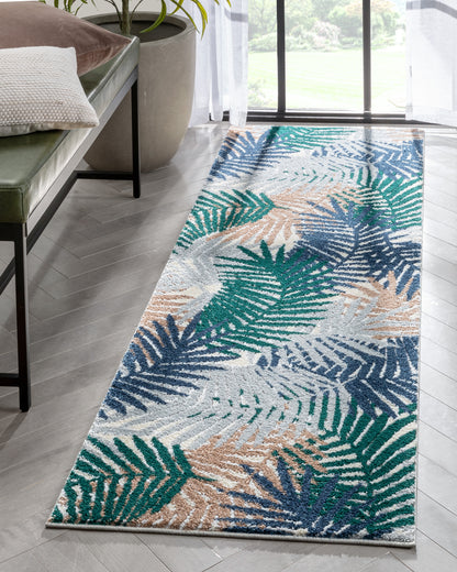 Sonoran Abstract Leaves Pattern Green High-Low Rug LEO-45