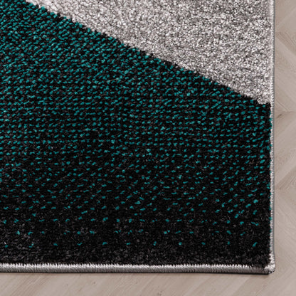 Salar Modern Geometric Grey Green High-Low Rug LEO-67