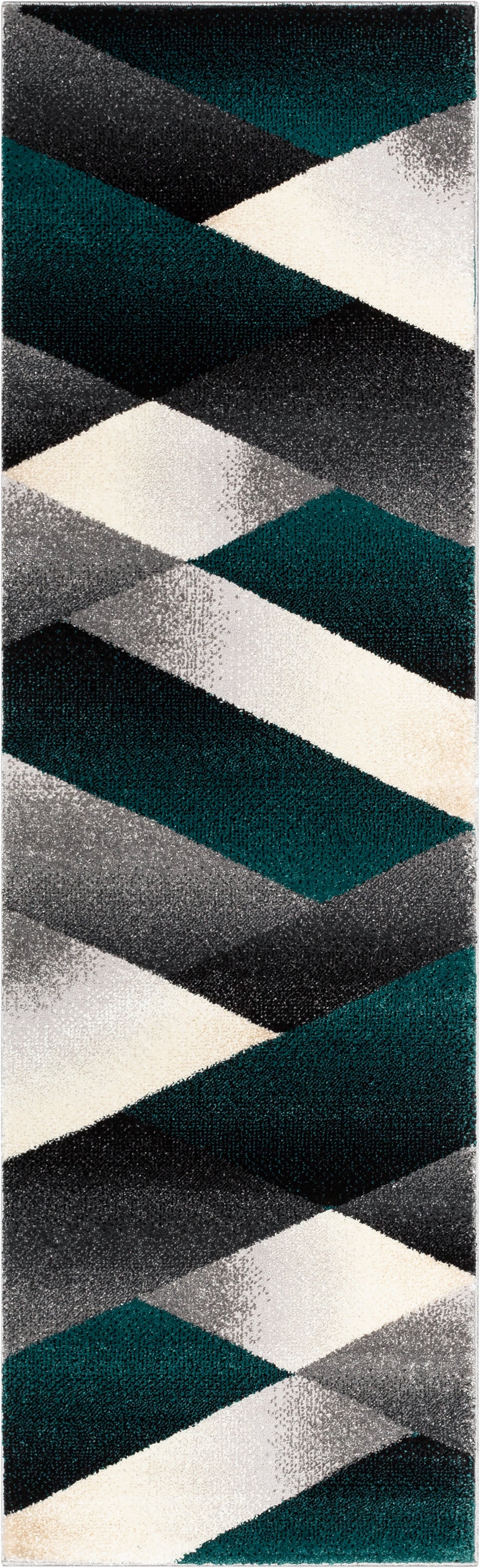 Salar Modern Geometric Grey Green High-Low Rug LEO-67