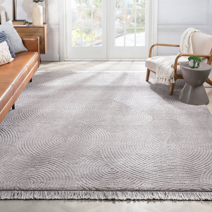 Pike Geometric Textured Taupe Ivory Ultra Soft High-Low Shag Rug MAI-42