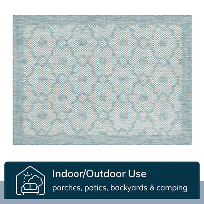 Sol Nordic Lattice Trellis Indoor Outdoor Light Blue Flatweave Rug MED-106