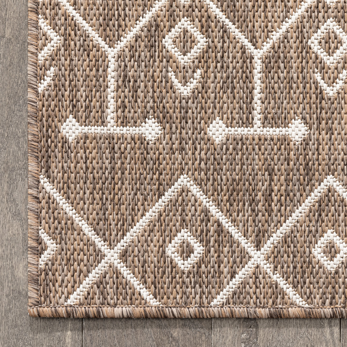 Nord Moroccan Tribal Indoor Outdoor Taupe Flatweave Rug MED-158