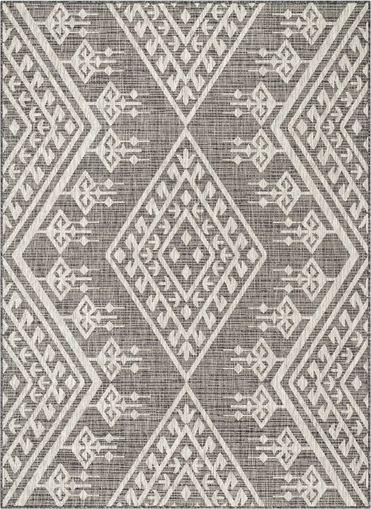 Cascade Tribal Diamond Black Indoor/Outdoor Rug MED-193