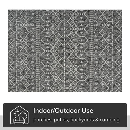 Nord Moroccan Tribal Indoor Outdoor Grey Flatweave Rug MED-57