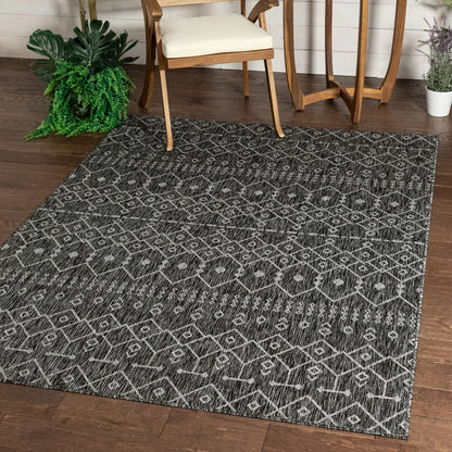 Nord Moroccan Tribal Indoor Outdoor Grey Flatweave Rug MED-57