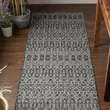 Nord Moroccan Tribal Indoor Outdoor Grey Flatweave Rug MED-57