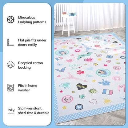 Miraculous Ladybug Charming Paris Blue Multi Rug MLB-03B