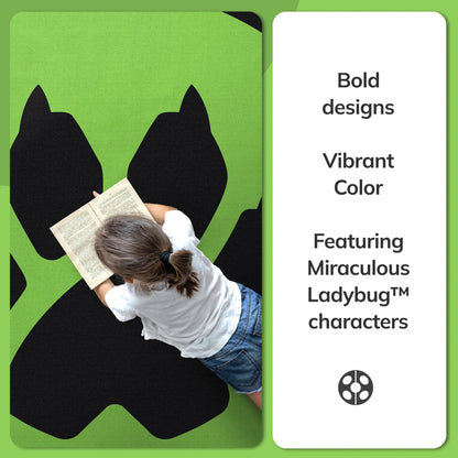 Miraculous Ladybug Cat Noir Symbol Green Rug MLB-18A