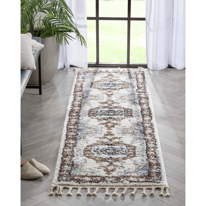 Rialta Vintage Medallion Oriental Brown Shag Rug NAL-58