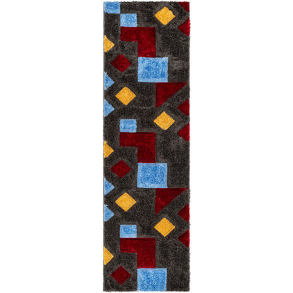 Teahupo Black Modern Geometric 3D Textured Shag Rug By Chill Rugs SF-53