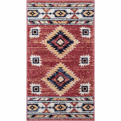 Lea Crimson Traditional Southwestern Tribal Rug TU-100