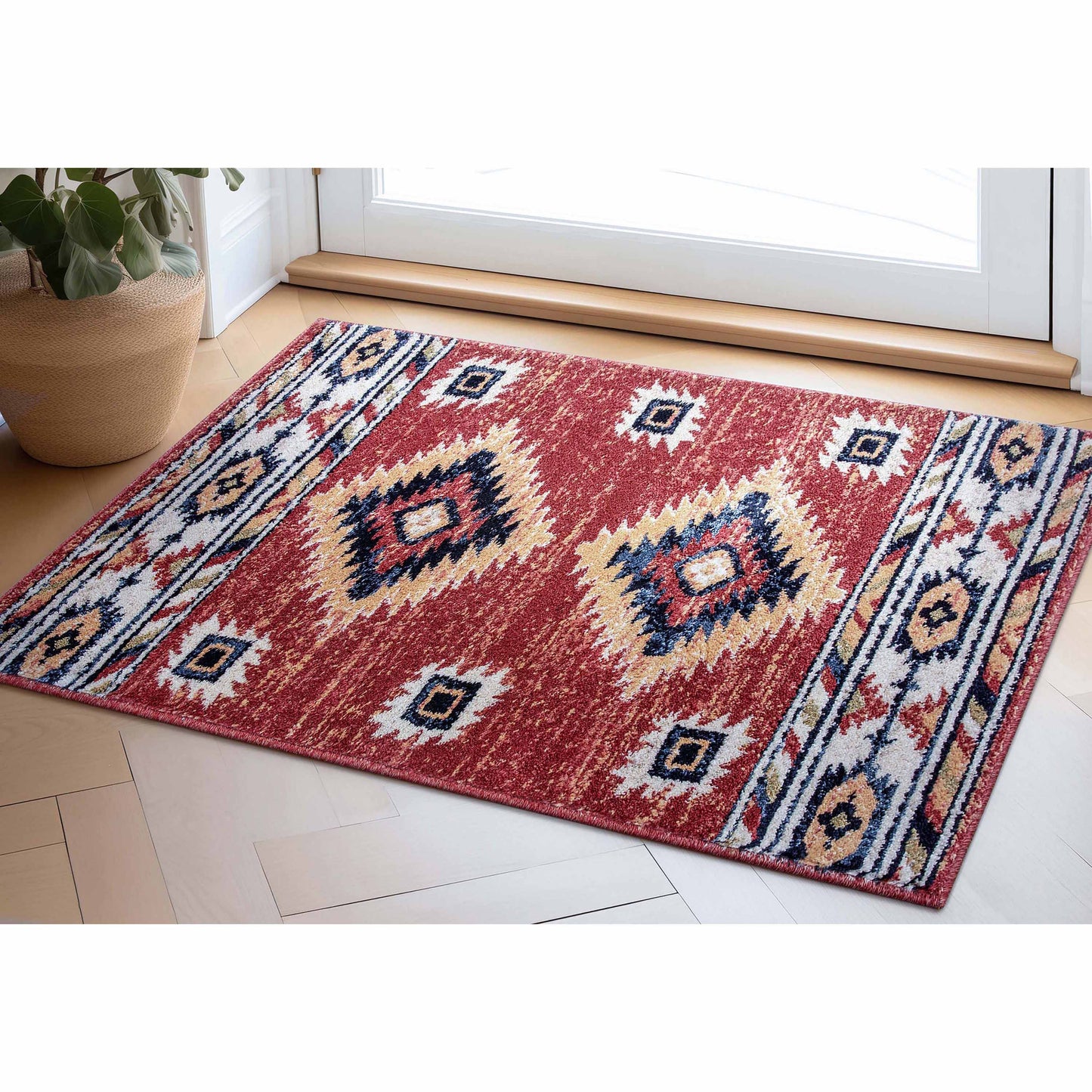 Lea Crimson Traditional Southwestern Tribal Rug TU-100