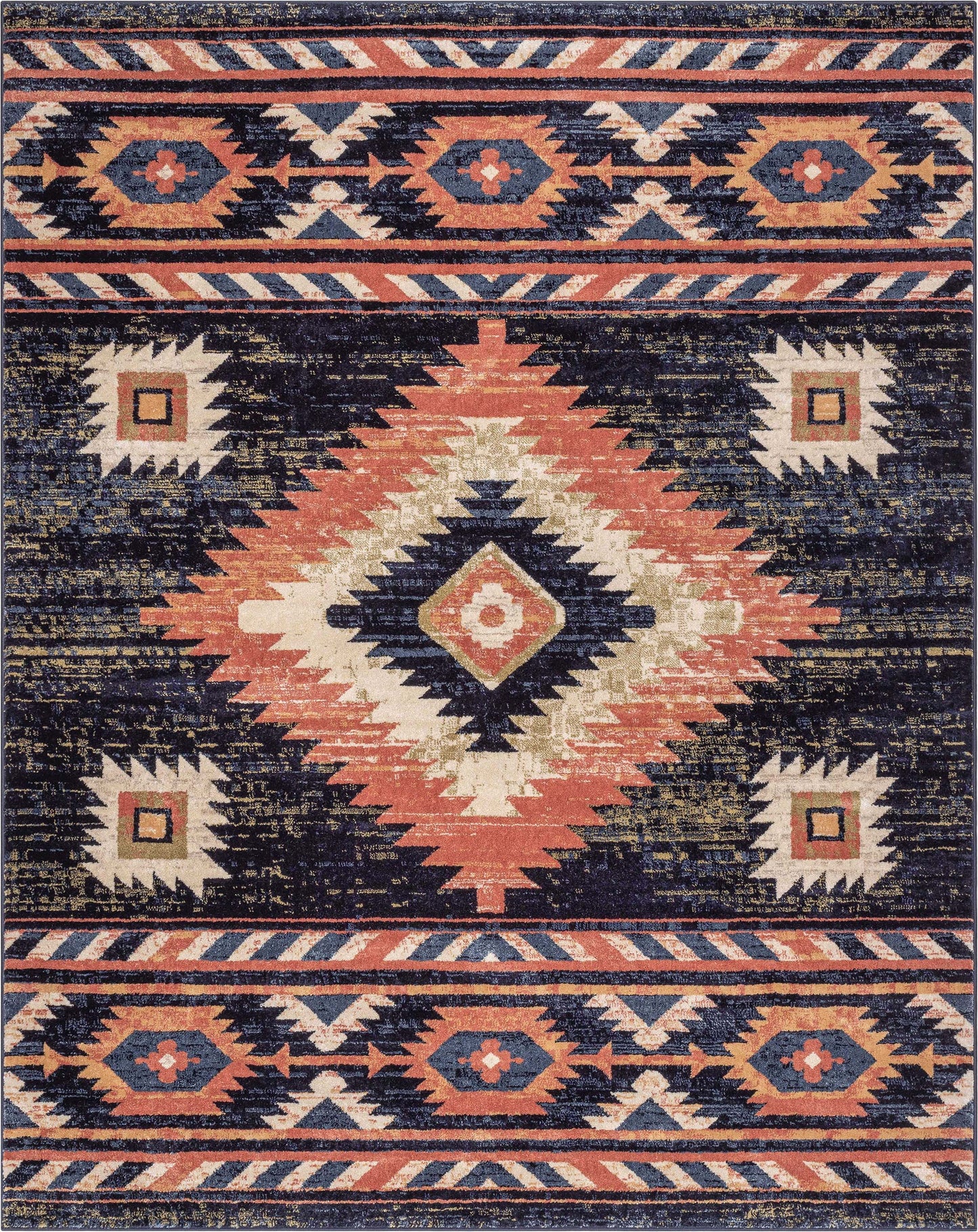 Lea Blue Traditional Southwestern Tribal Rug TU-104