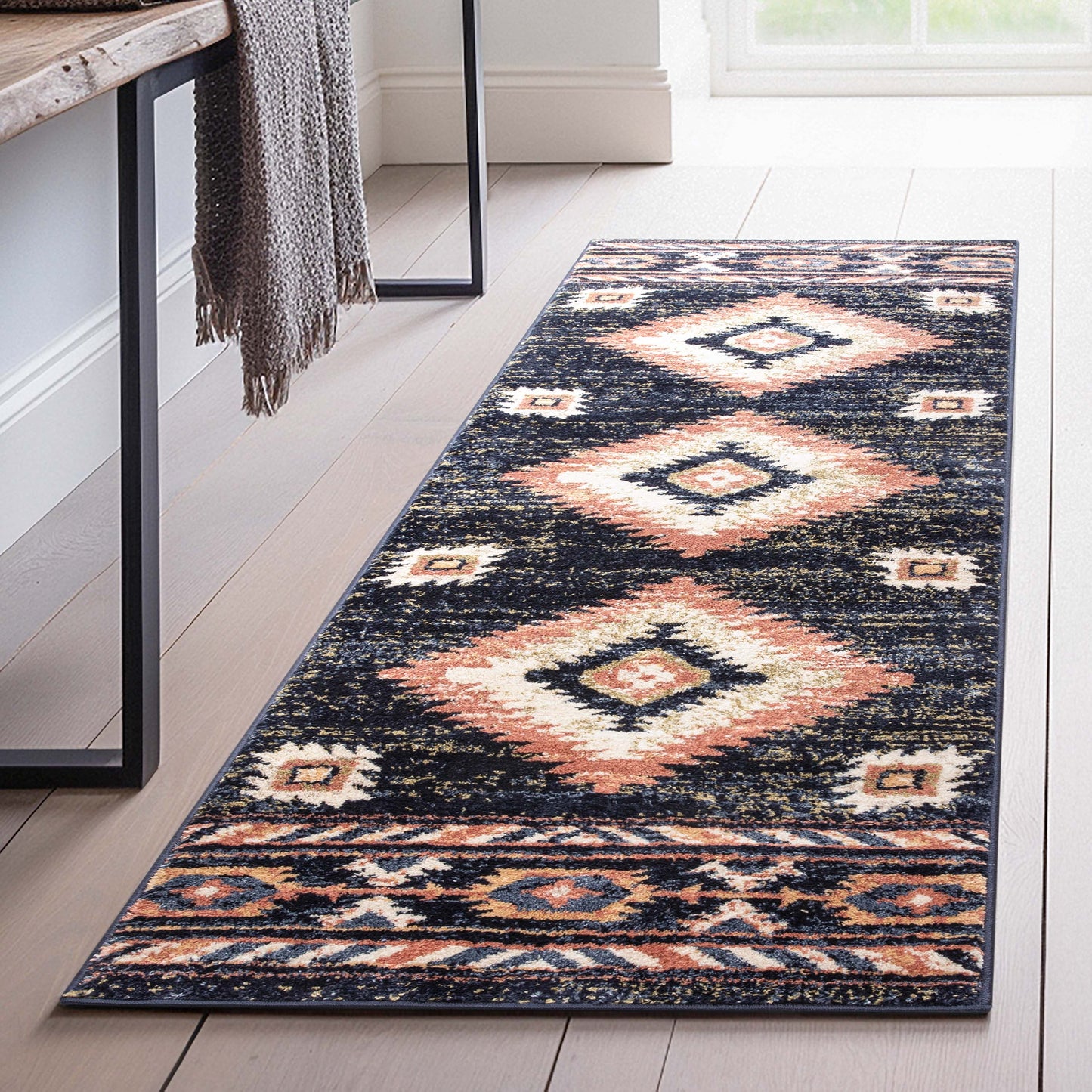 Lea Blue Traditional Southwestern Tribal Rug TU-104