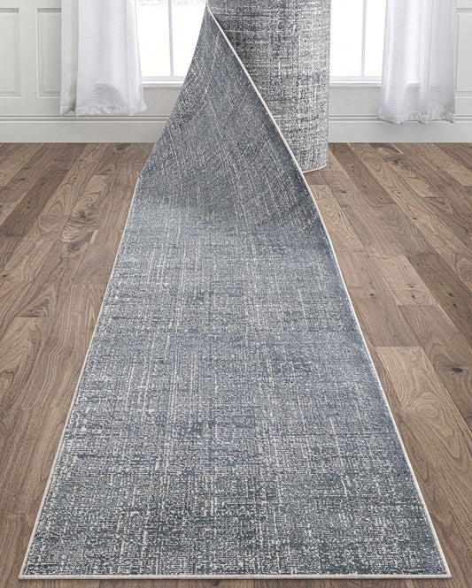 Velluto Como Ivory Dark Blue Roll Runner VEL-04