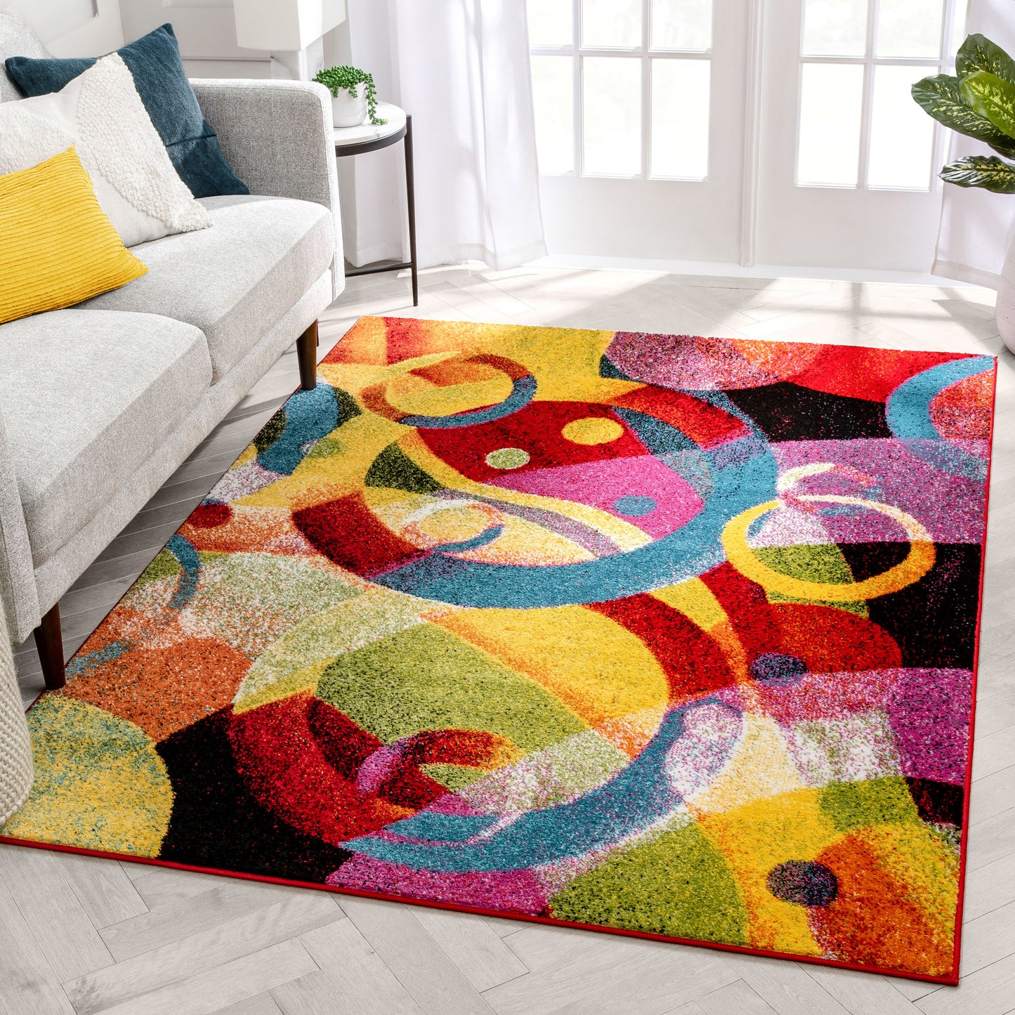 Brilliant Multi Modern Bright Rug VI81