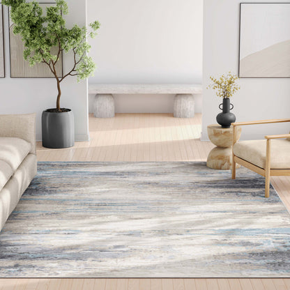 Abstract Tuscany Beige Blue Rug W-AB-12A