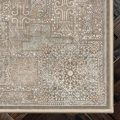 Asha Amman Beige Brown Flat-Weave Rug W-AS-11C