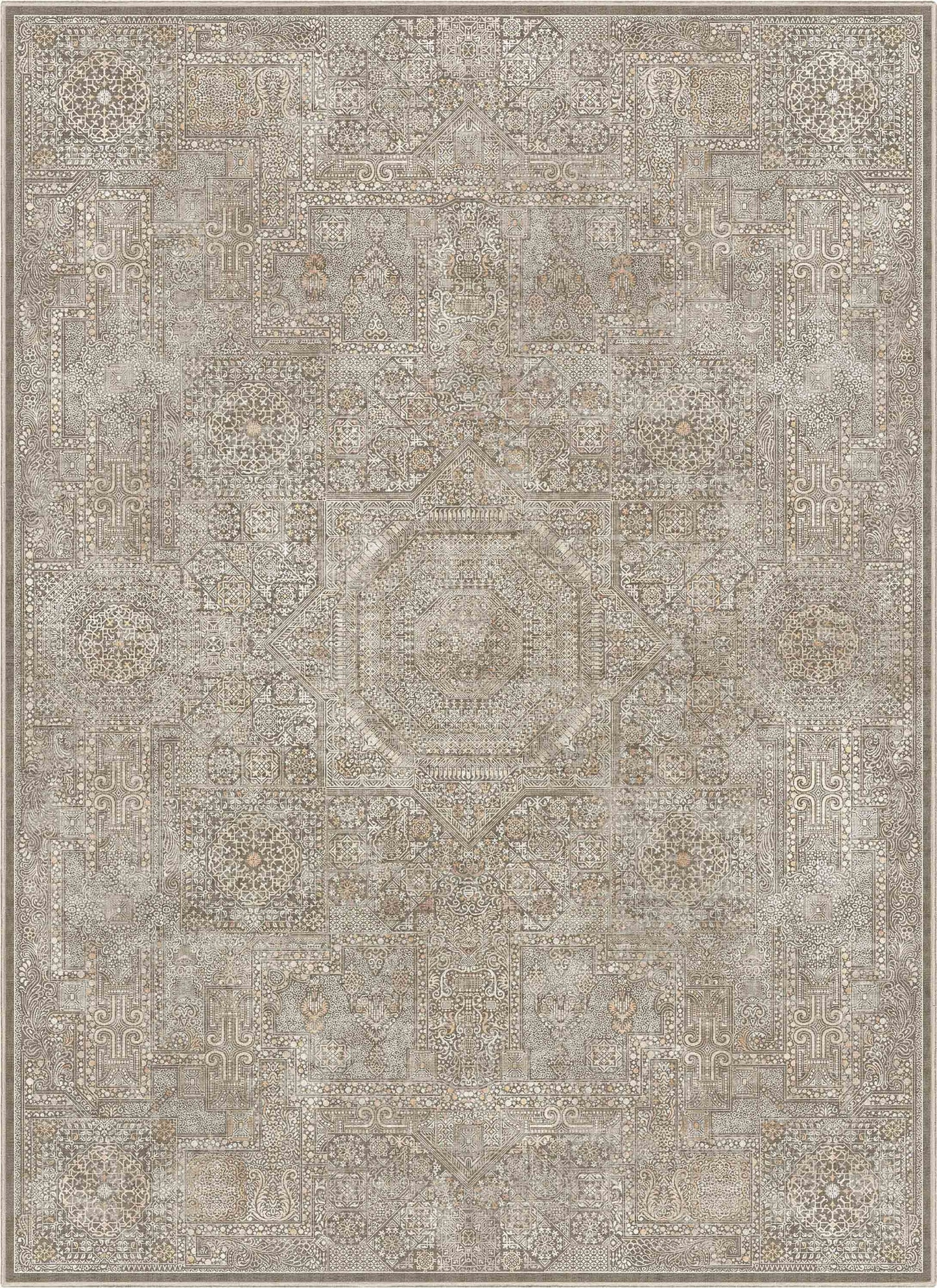 Asha Amman Beige Brown Flat-Weave Rug W-AS-11C