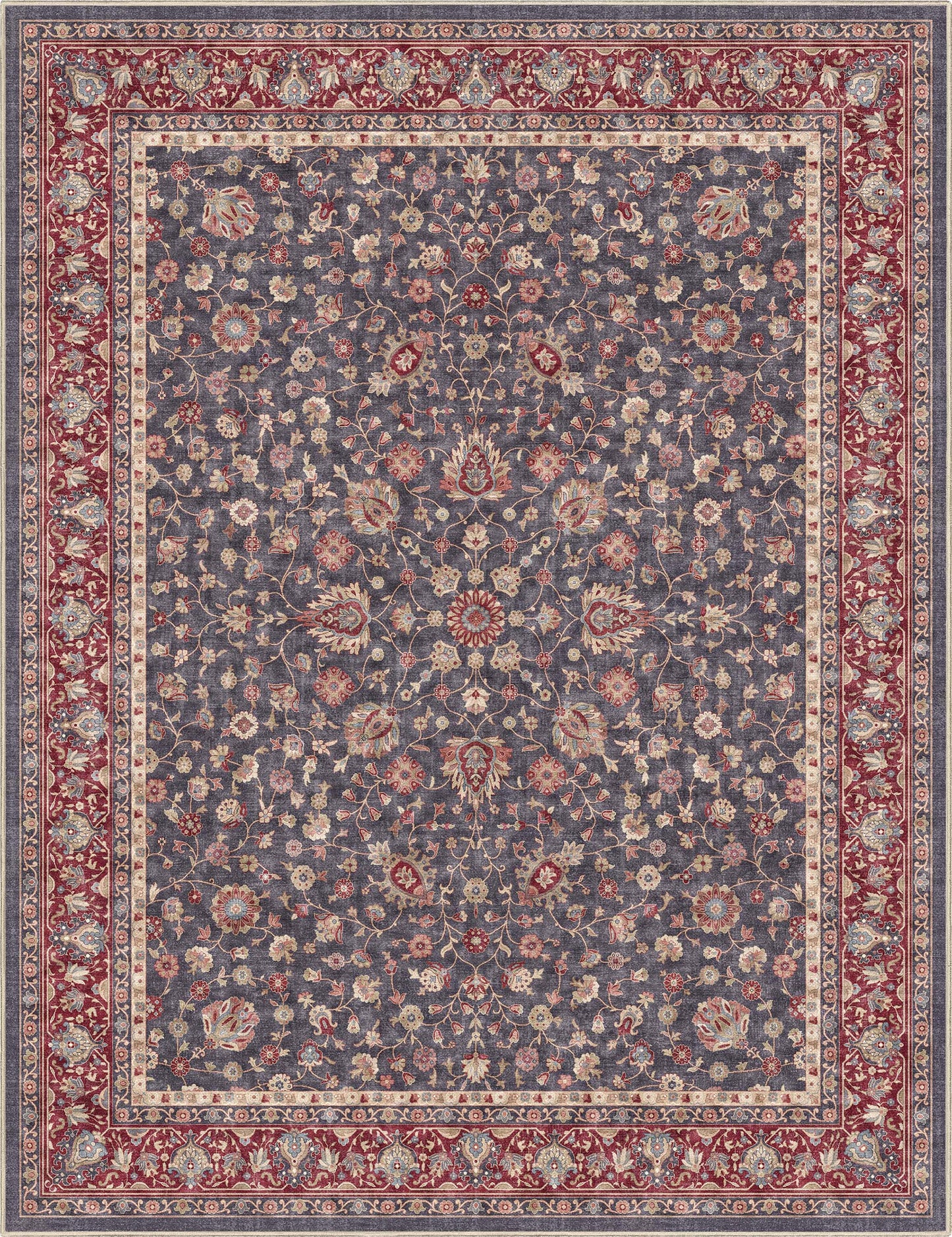 Asha Rome Navy Blue Red Rug W-AS-22A