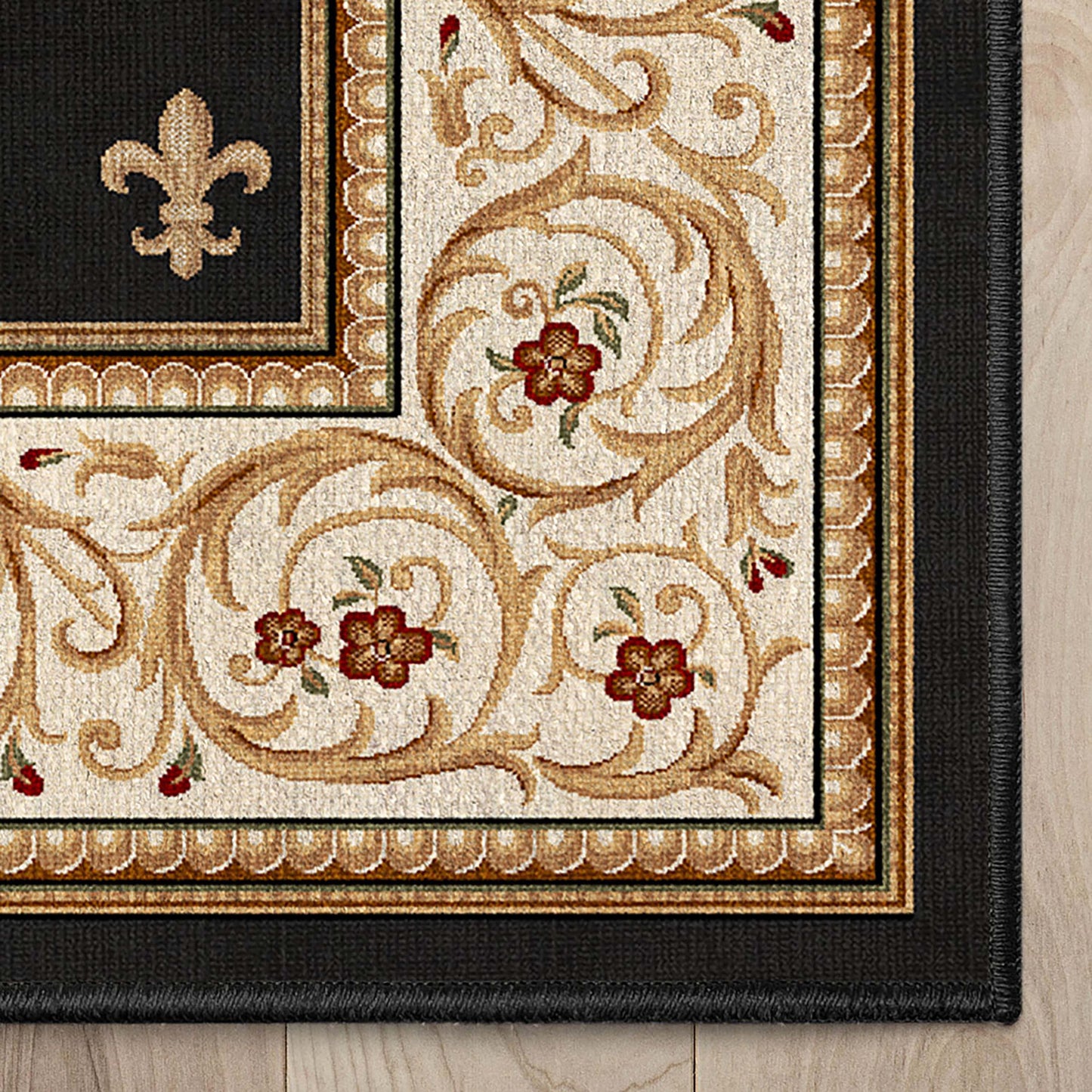 Apollo Fleur De Lis Black Rug W-FDL-01A