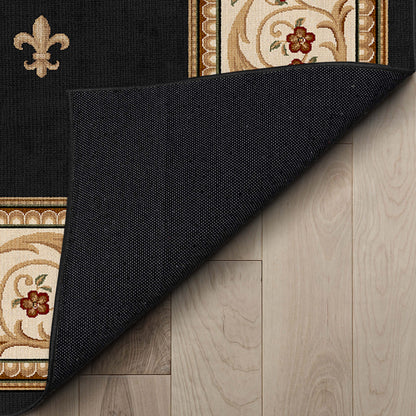 Apollo Fleur De Lis Black Rug W-FDL-01A