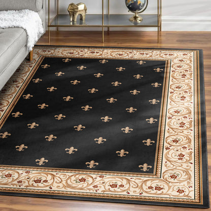 Apollo Fleur De Lis Black Rug W-FDL-01A