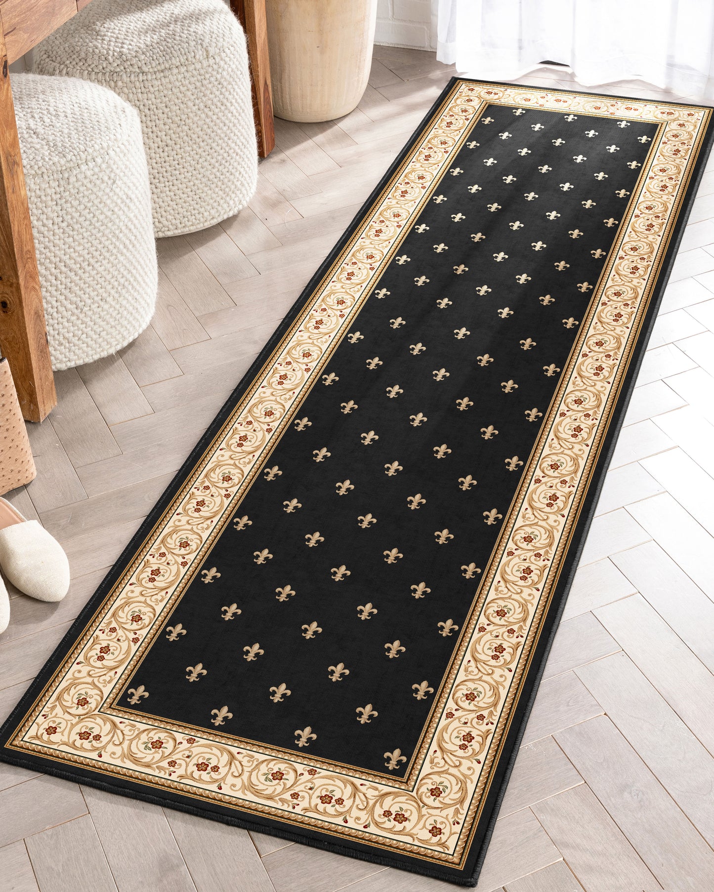 Apollo Fleur De Lis Black Rug W-FDL-01A