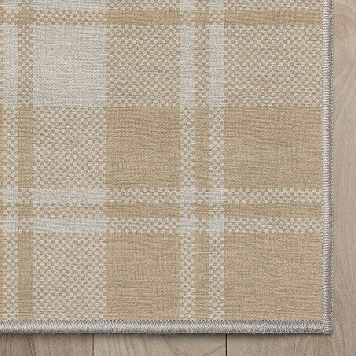 Apollo Plaid Beige Brown Rug W-PLD-01F