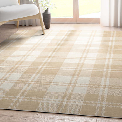 Apollo Plaid Beige Brown Rug W-PLD-01F