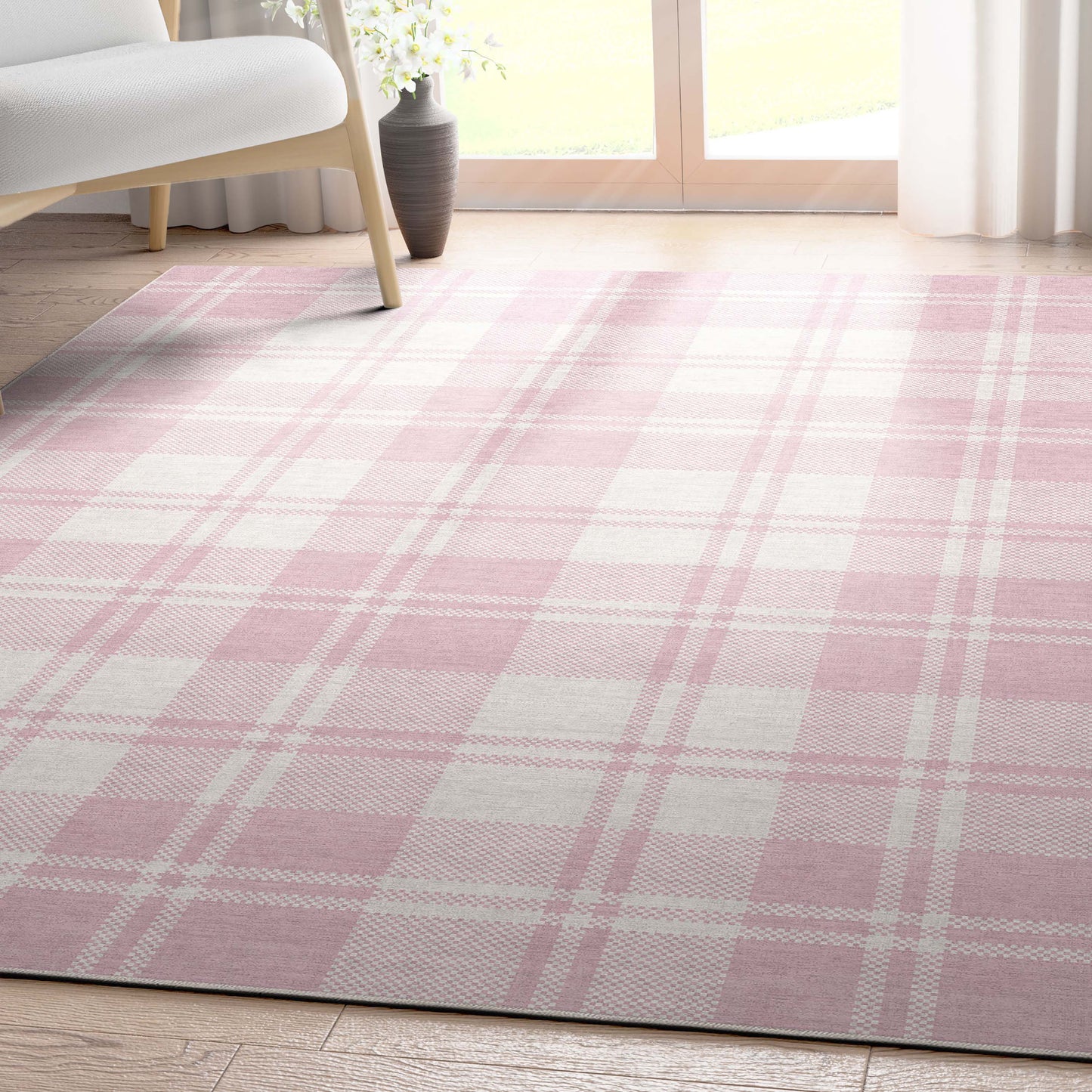 Apollo Plaid Pink Rug W-PLD-01G