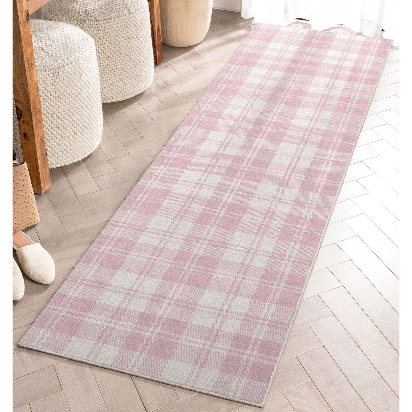 Apollo Plaid Pink Rug W-PLD-01G