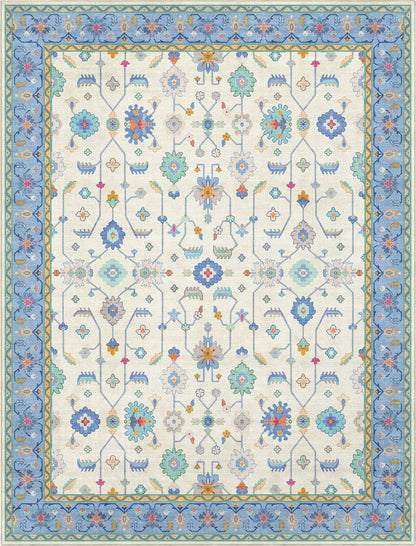 Ushak Antalya Ivory Blue Multi Rug W-US-02B