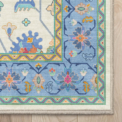 Ushak Antalya Ivory Blue Multi Rug W-US-02B