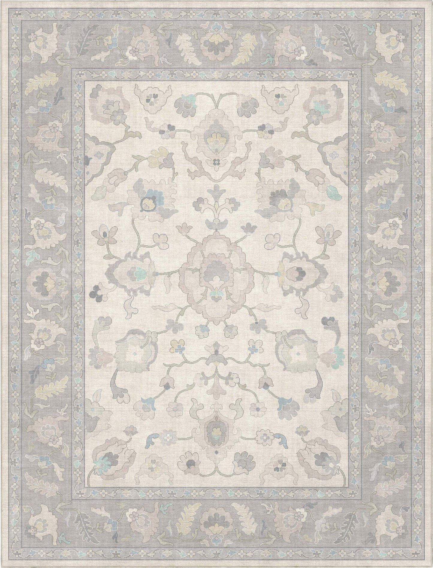 Ushak Konya Cream Grey Rug W-US-06B