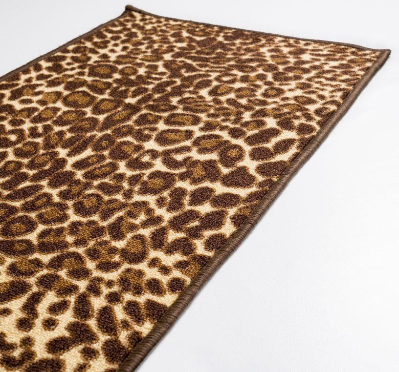Leopard Brown Animal Print Non Slip Washable Rug 0011
