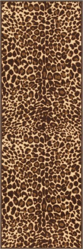 Leopard Brown Animal Print Non Slip Washable Rug 0011