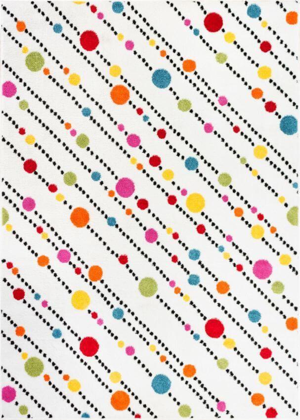 Starbright Dandy Dots And Stripes White Kids Rug 0966